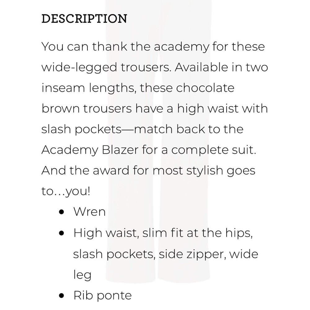 CAbi Academy Wide Leg Trousers Structured Minimalist Design - Picture 5 of 8